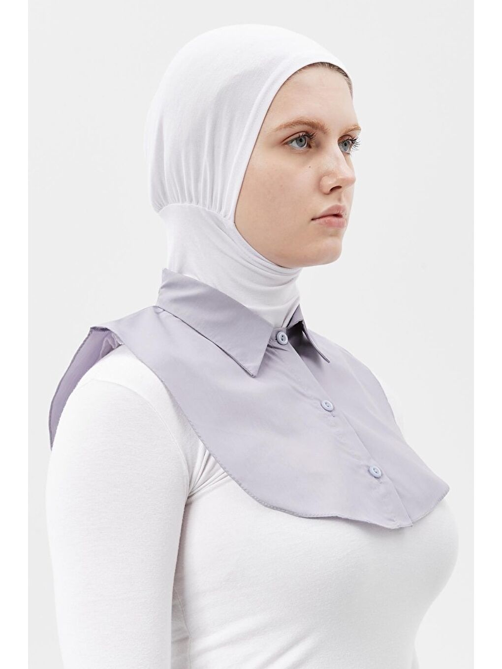 Gri Kadın Premium Fake Gömlek Yaka Kurtarıcı Boyunluk-1