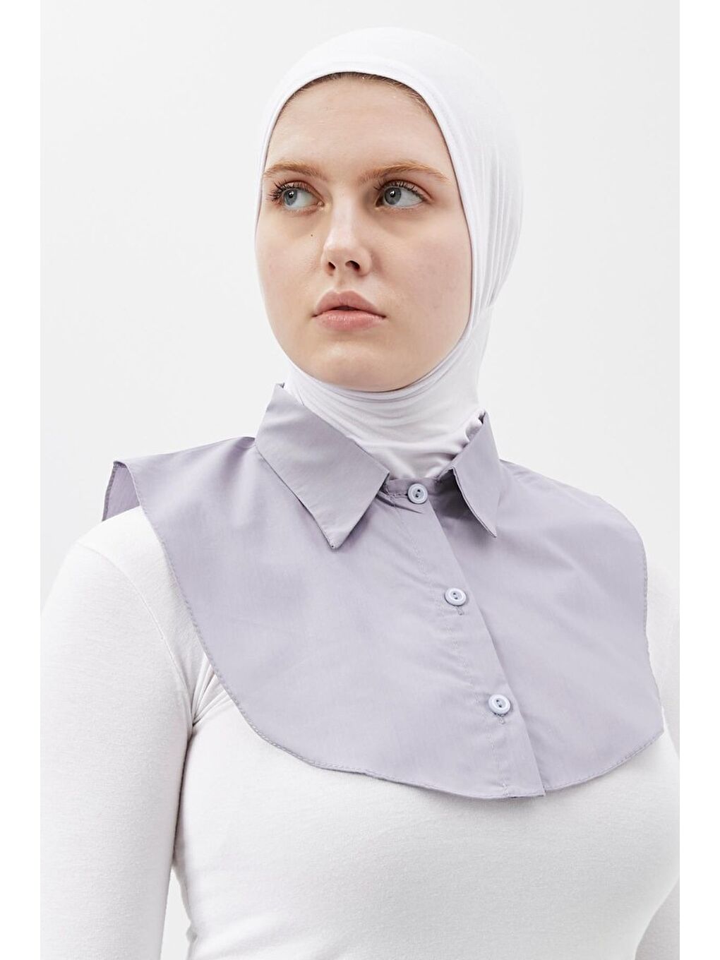 Gri Kadın Premium Fake Gömlek Yaka Kurtarıcı Boyunluk-2