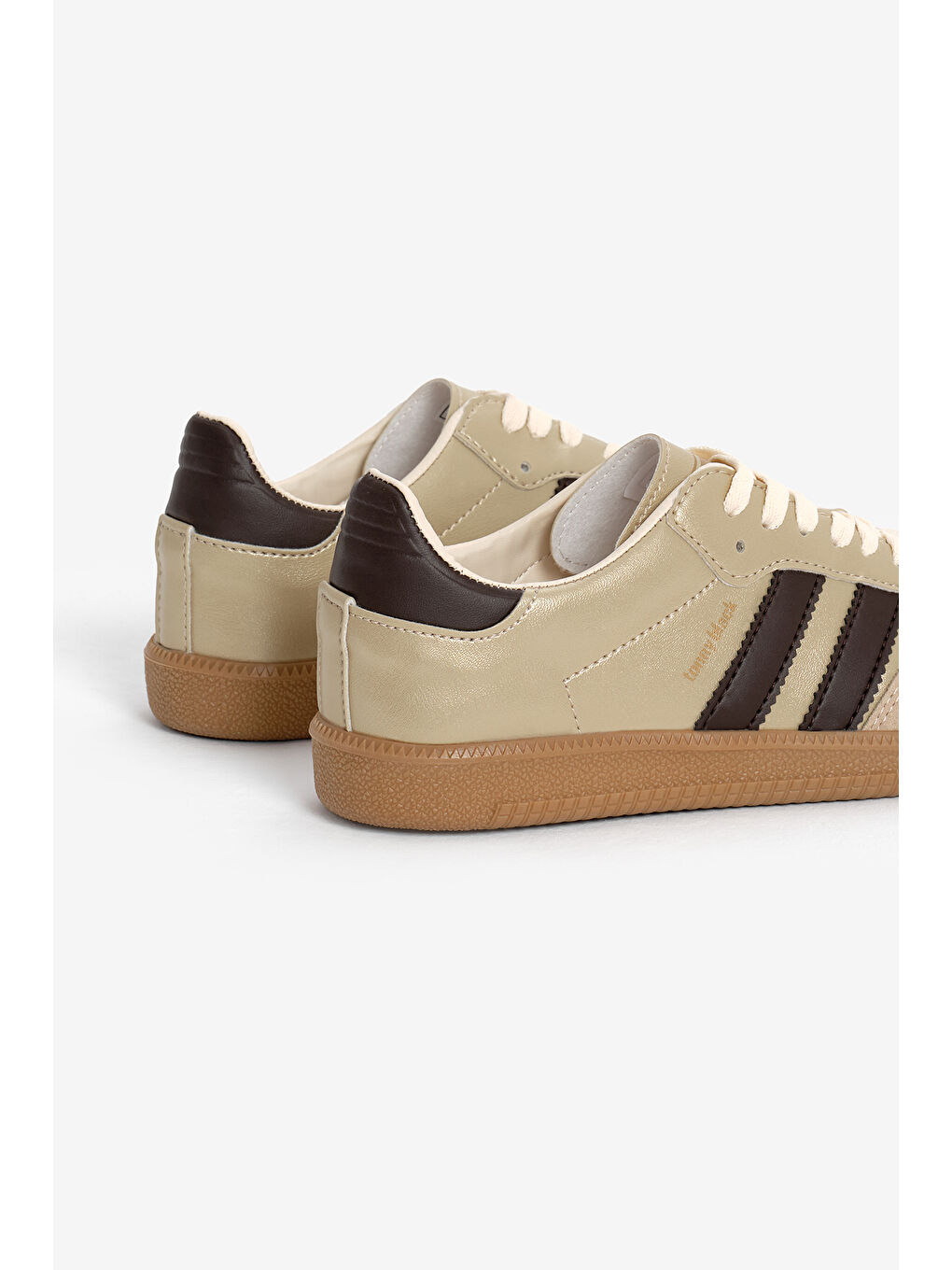 Unisex Bej Kahve Termo Taban Yanı Şeritli Bağcıklı Spor Ayakkabı-2