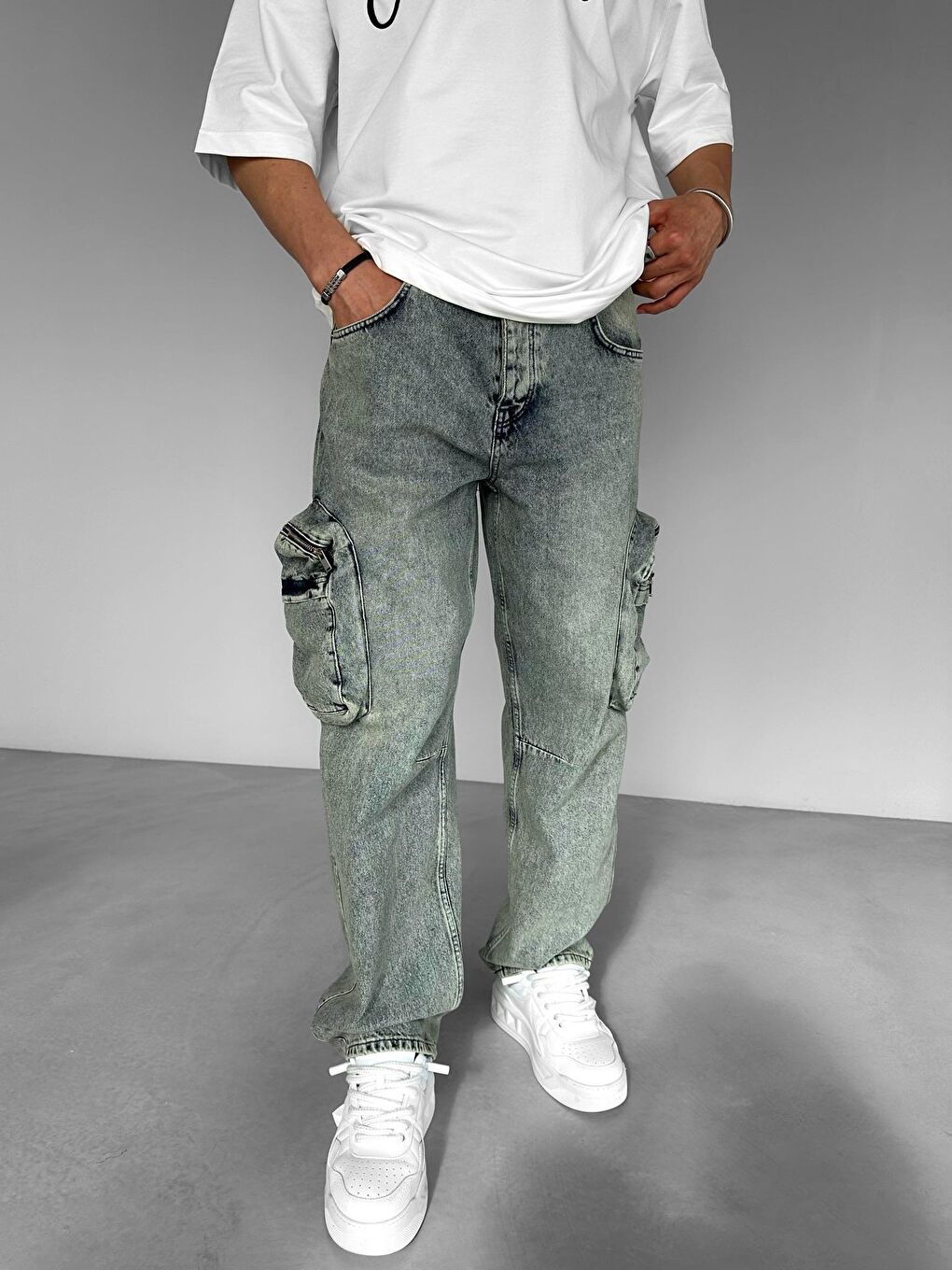 ablukaonline Baggy Fit Kargo Jean Lacivert