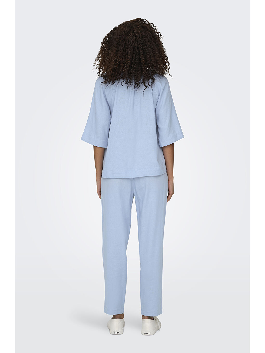 Mavi Onlcaro-Poptrash Keten Karışımlı Comfort Fit Normal Bel Düz Paça Pantolon 15278710-2