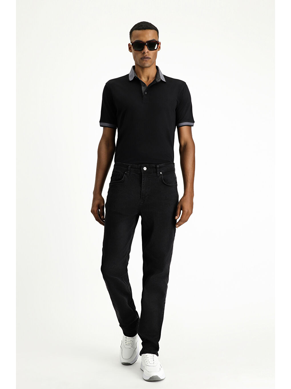 Siyah Slim Fit Dar Kesim Elastanlı Denim Pantolon-2