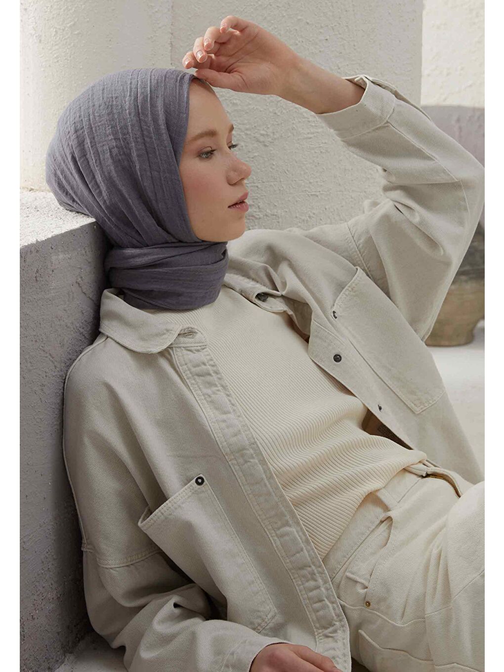 Gri Bürümcük Şal Koyu Grı-3