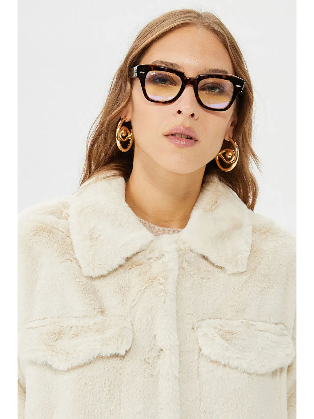 Bej Onlvida Regular Fit Yumuşak Dokulu Düğmeli Kadın Mont 15260048-1