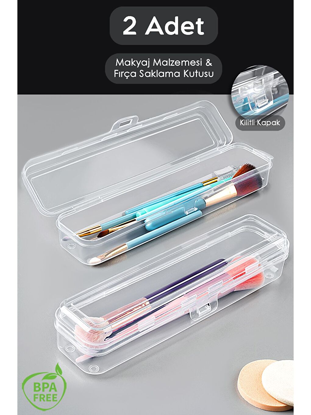 2'li Taşınabilir Makyaj Organizeri Şeffaf Çok Amaçlı Kozmetik Makyaj Fırçası Düzenleyici Fırçalık