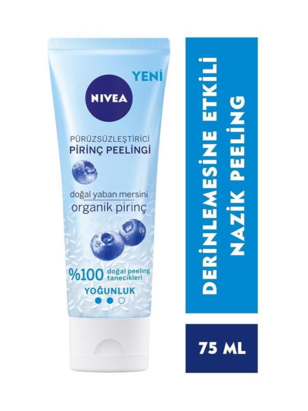 NIVEA Şeffaf Pürüzsüzleştirici Organik Pirinç Peeling 75 ml, Normal Ciltler, Yüz Temizleyici, Cildi Arındırır