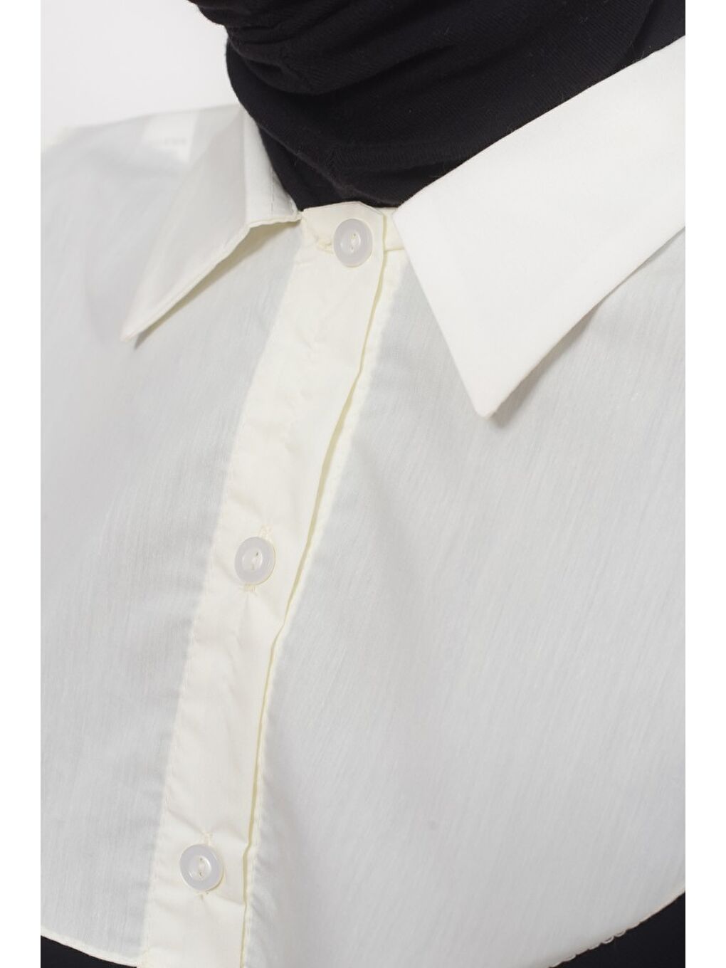 Ekru Kadın Premium Fake Gömlek Yaka Kurtarıcı Boyunluk-1