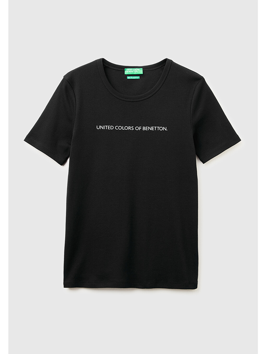 Kadın Siyah %100 Pamuk Logo Baskılı Bisiklet Yaka T-Shirt-1