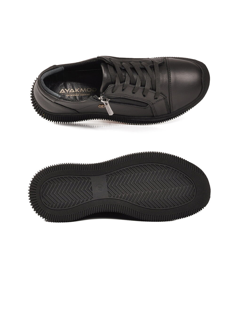 Siyah Hakiki Deri Ortopedik Kadın Casual Ayakkabı 5635 Z-4