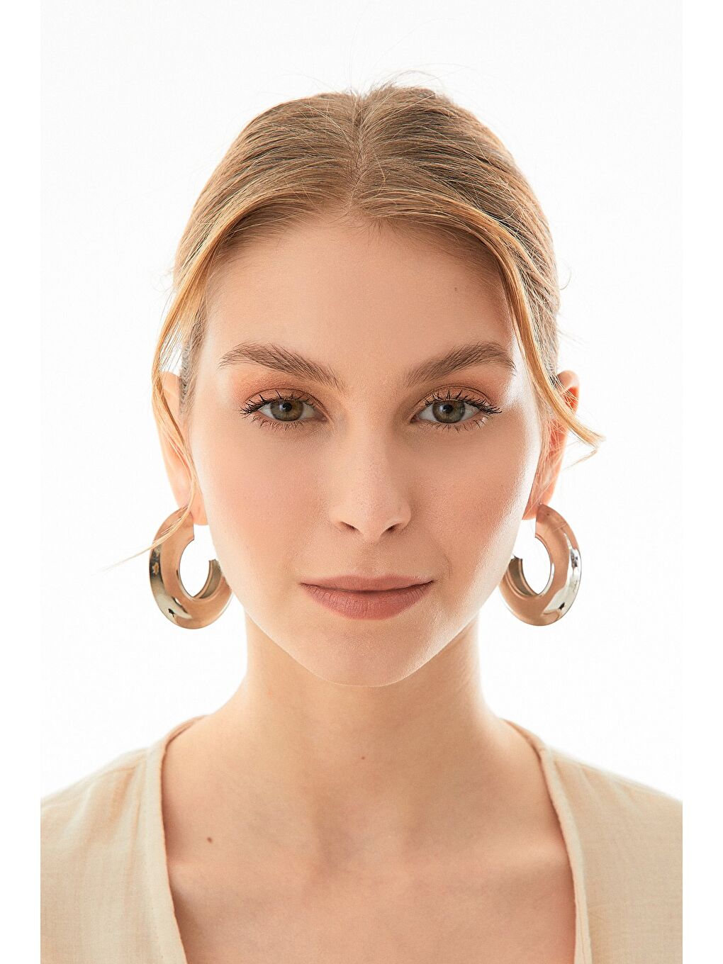 Gri Yarım Halka Küpe-3