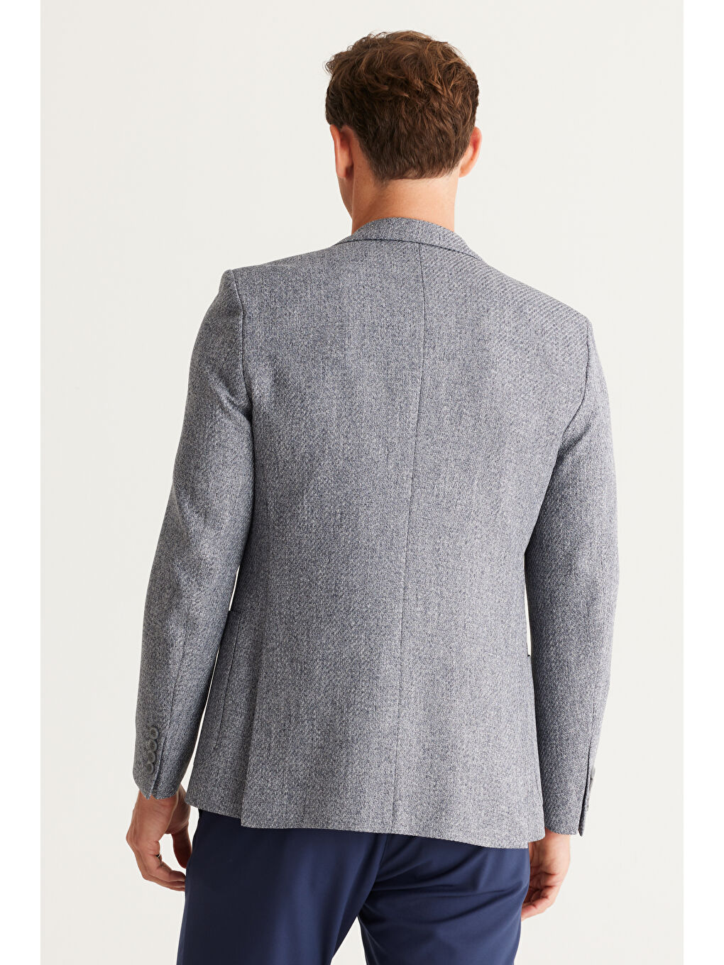 Erkek Antrasit Slim Fit Dar Kesim Mono Yaka Desenli Ceket-8