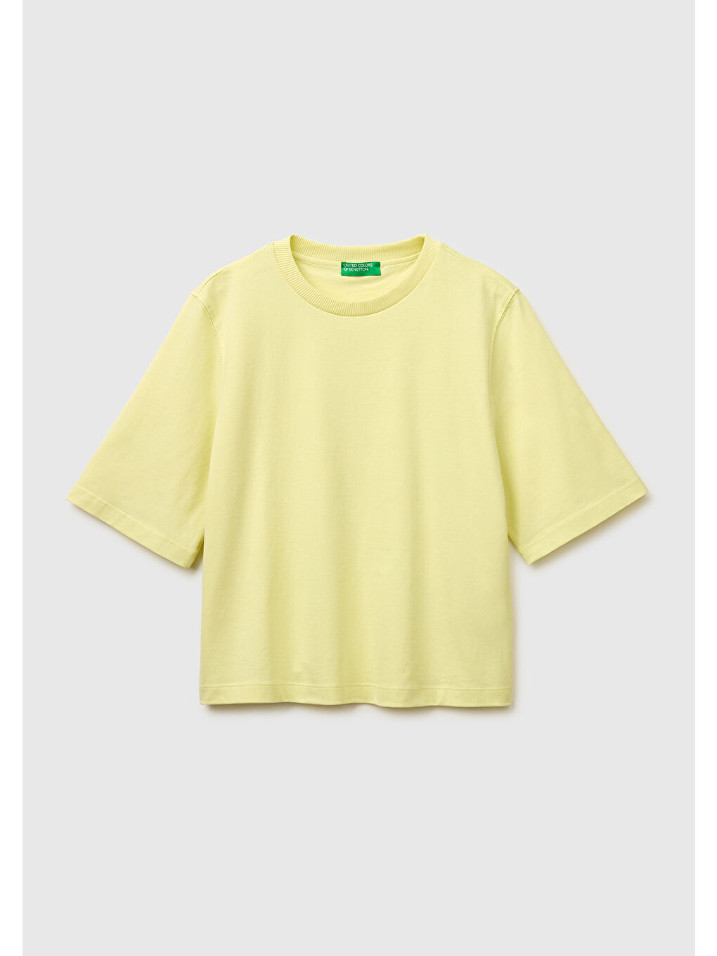 Kadın Sarı %100 Pamuk Boxy Fit T-Shirt