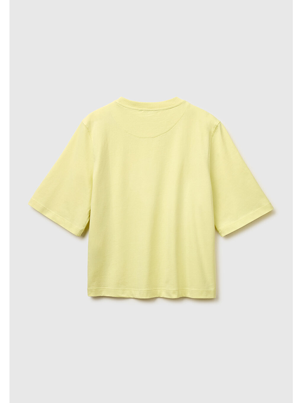 Kadın Sarı %100 Pamuk Boxy Fit T-Shirt-1