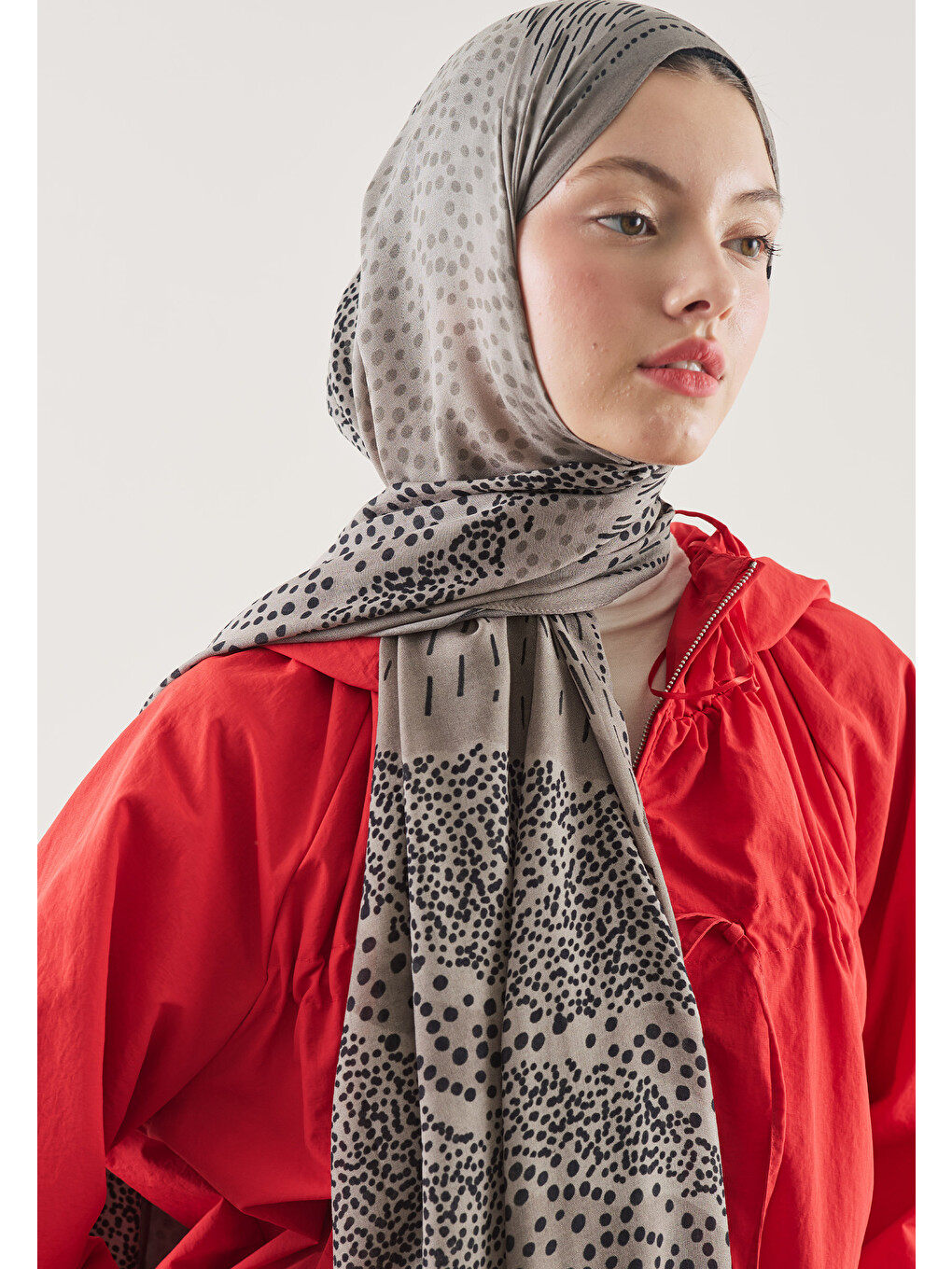 Bej Dot Elegance Desen Rami Şal Taş-1