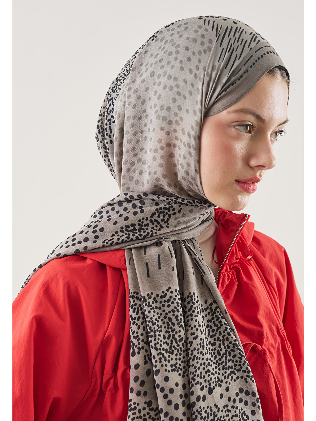Bej Dot Elegance Desen Rami Şal Taş-3