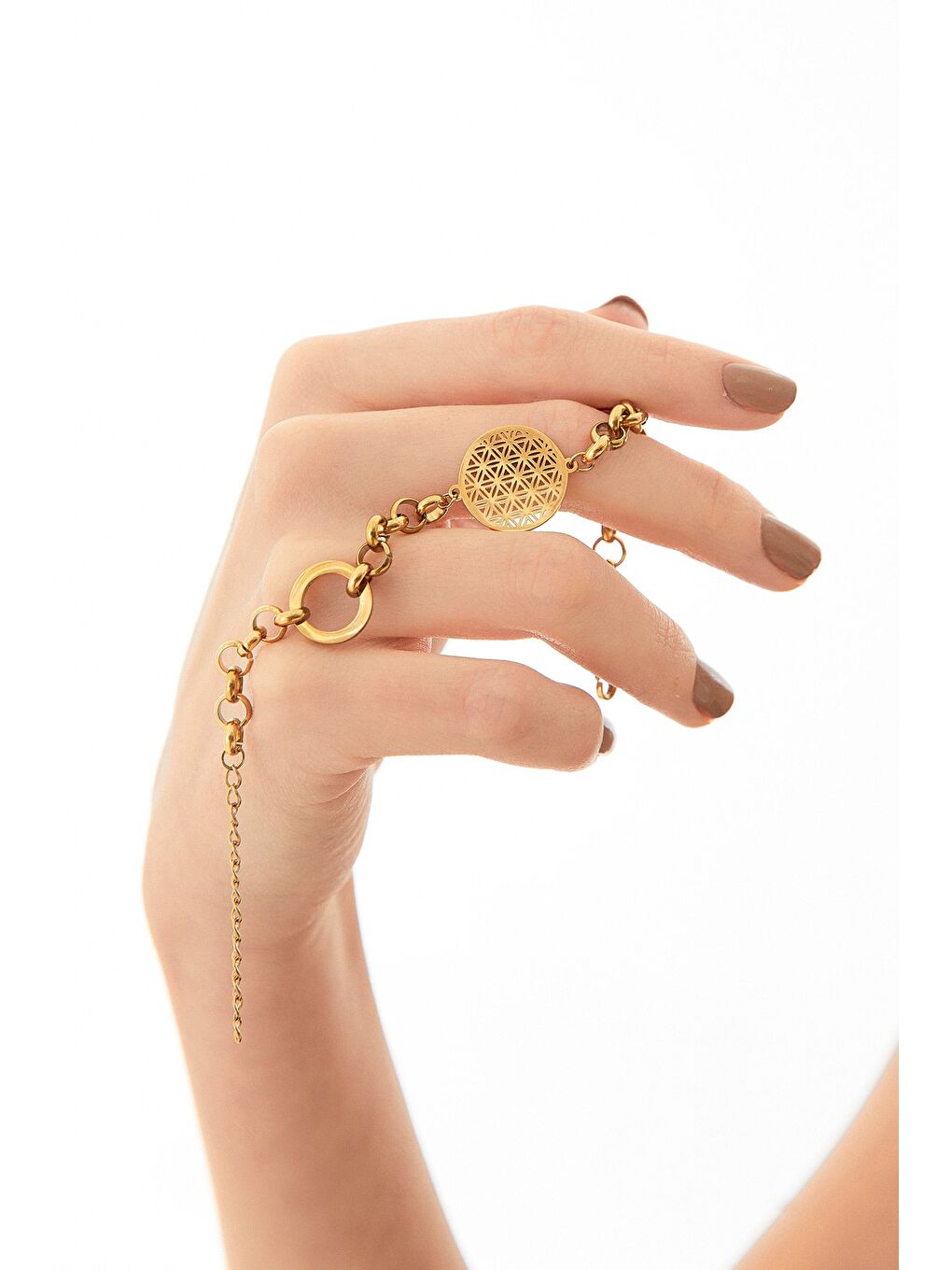 Sarı Halka Detaylı Çelik Bileklik-3