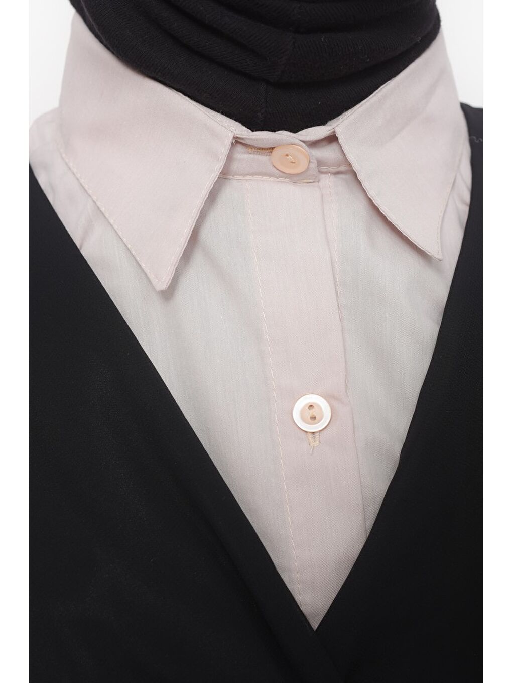 Bej Kadın Premium Fake Gömlek Yaka Kurtarıcı Boyunluk-1