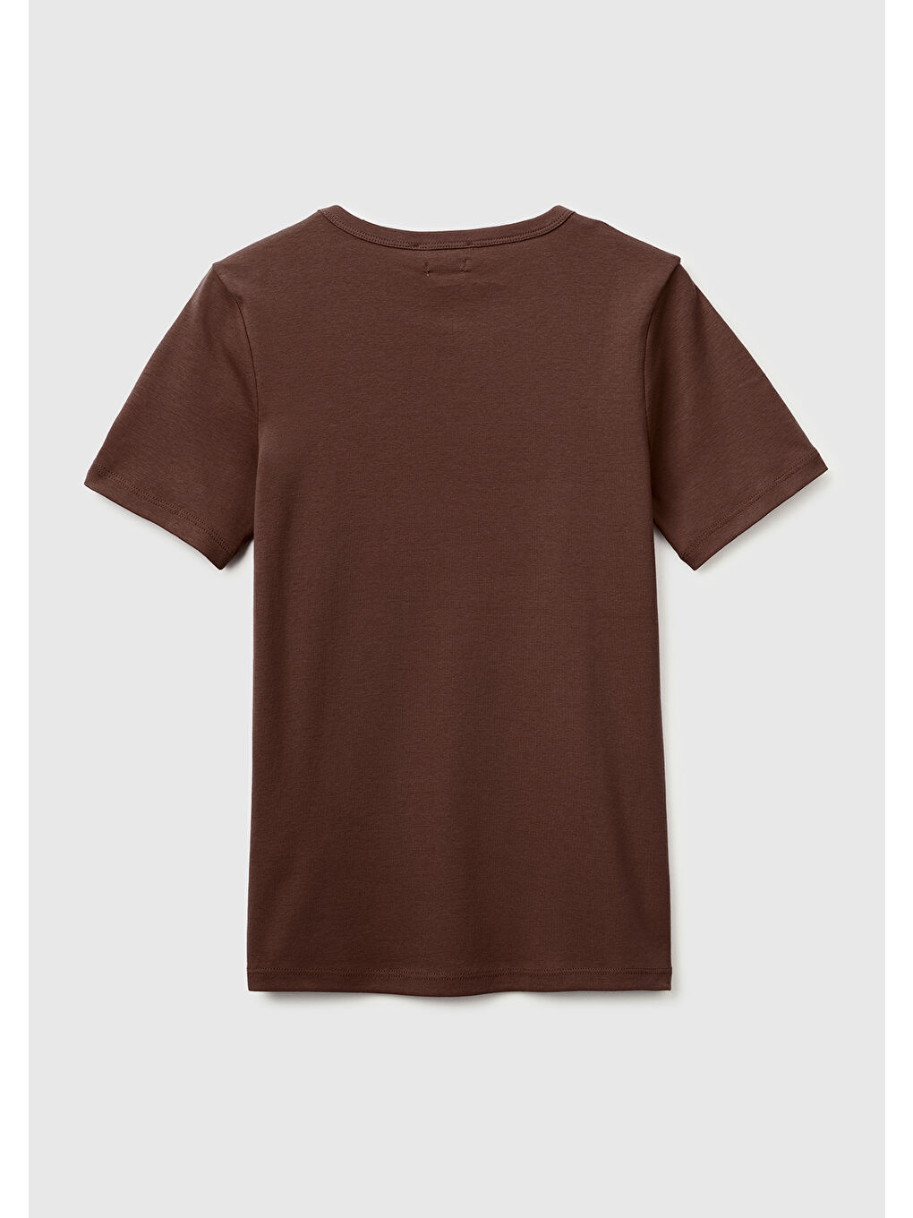 Kadın Kahverengi %100 Pamuk Logo Baskılı Bisiklet Yaka T-Shirt-1