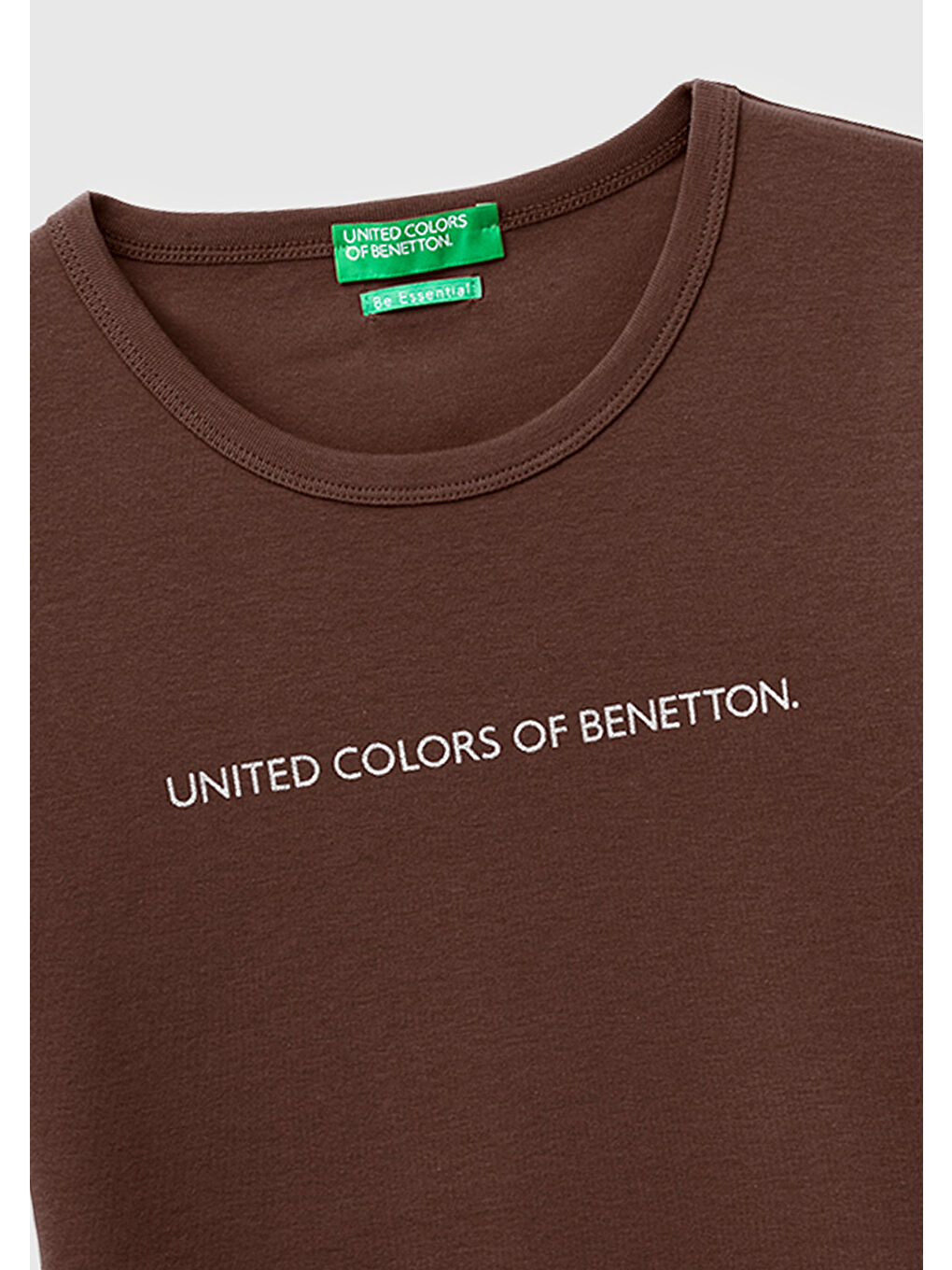 Kadın Kahverengi %100 Pamuk Logo Baskılı Bisiklet Yaka T-Shirt-2