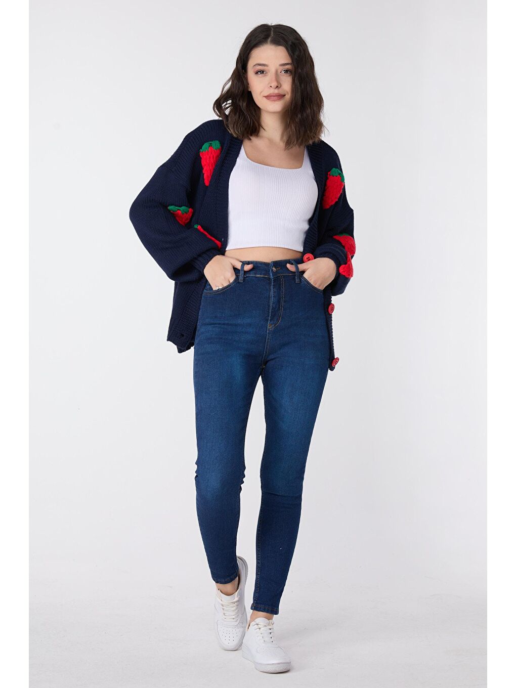 TOFİSA Düz Orta Kadın Mavi Skinny Likralı Jean  Pantolon - 23659 - 1