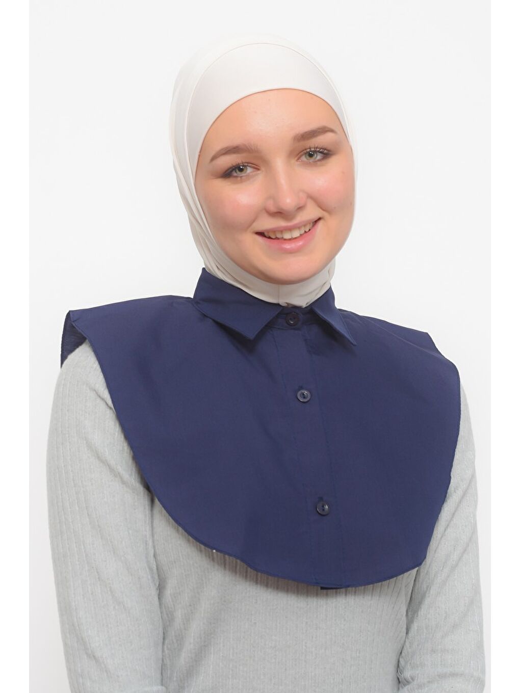 Lacivert Kadın Premium Fake Gömlek Yaka Kurtarıcı Boyunluk