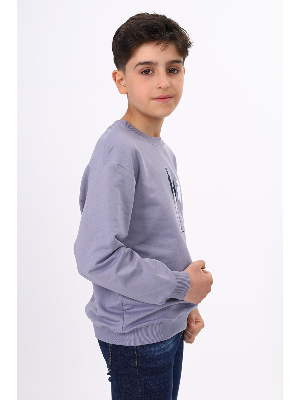 Gri Erkek Çocuk Baskılı Sweatshirt-2