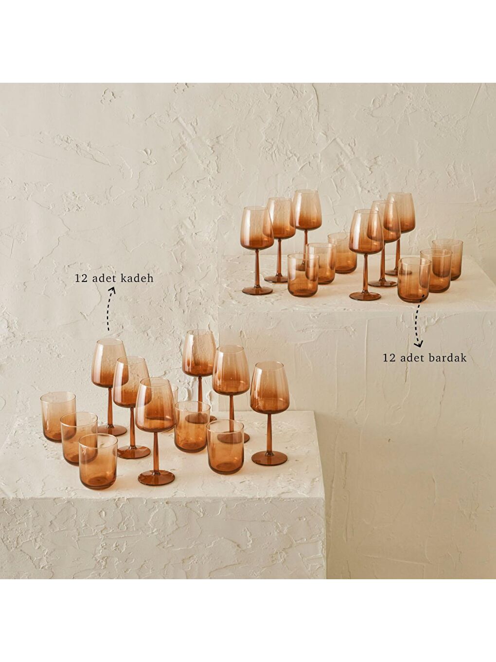 Bej Soft Bardak-Kadeh Seti 24'lü Vizon