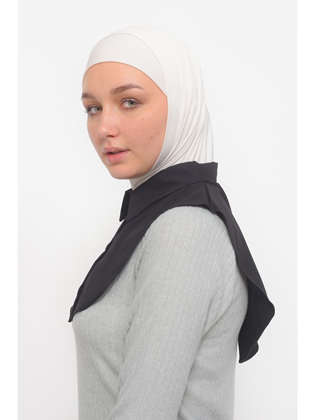 Siyah Kadın Premium Fake Gömlek Yaka Kurtarıcı Boyunluk-4