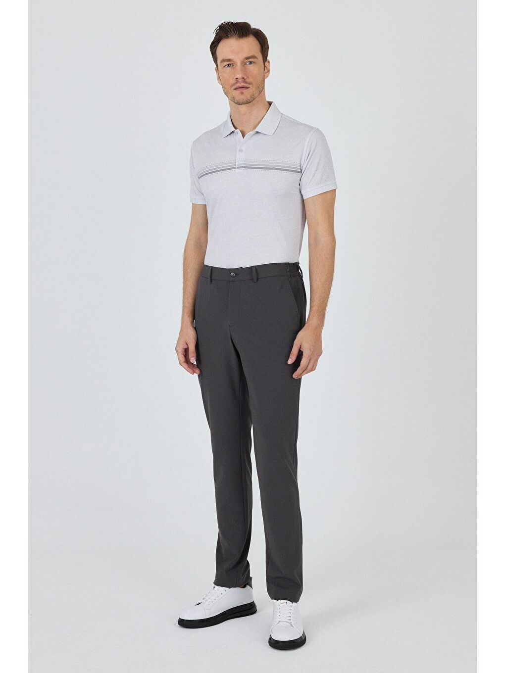 Koyu Antrasit Esnek Yandan Cepli Casual Slim Fit Jogger Pantolon 1003250162-1