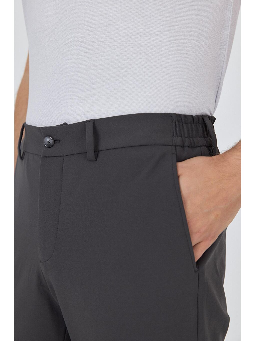 Koyu Antrasit Esnek Yandan Cepli Casual Slim Fit Jogger Pantolon 1003250162-3