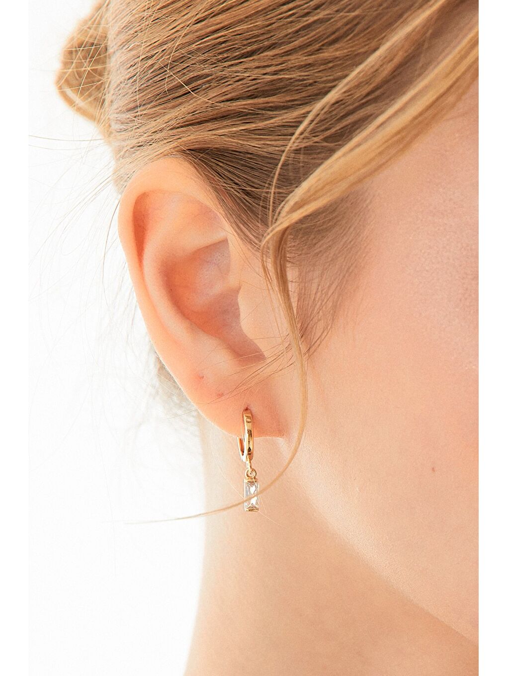 Sarı Taşlı 3 Lü Klips Küpe-4