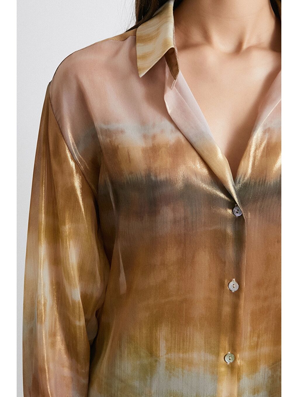 Desenli Krinkıl Gömlek Haki-4