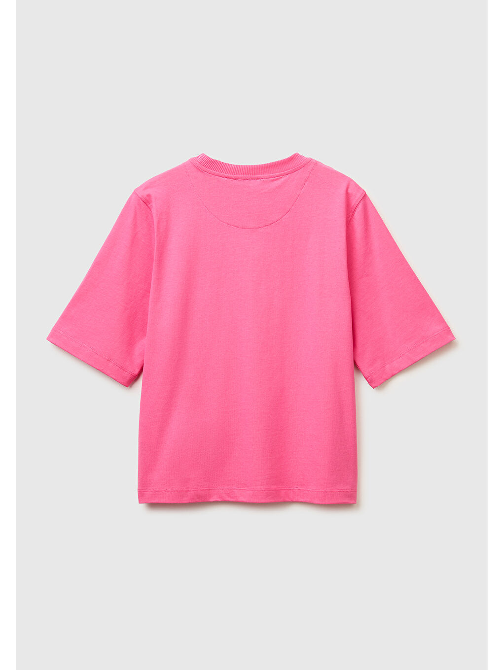 Kadın Fuşya %100 Pamuk Boxy Fit T-Shirt-1