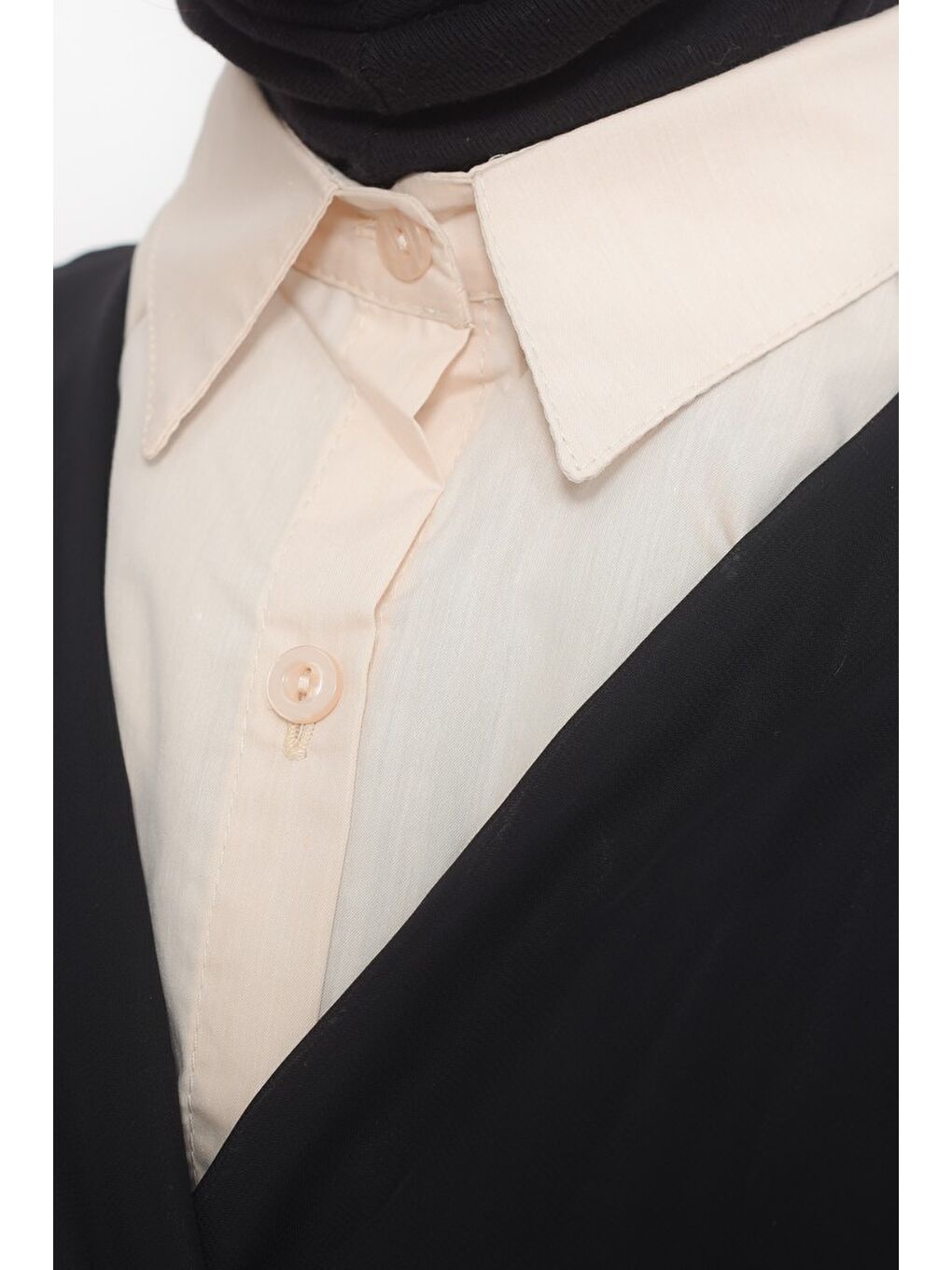 Ekru Kadın Premium Fake Gömlek Yaka Kurtarıcı Boyunluk-2