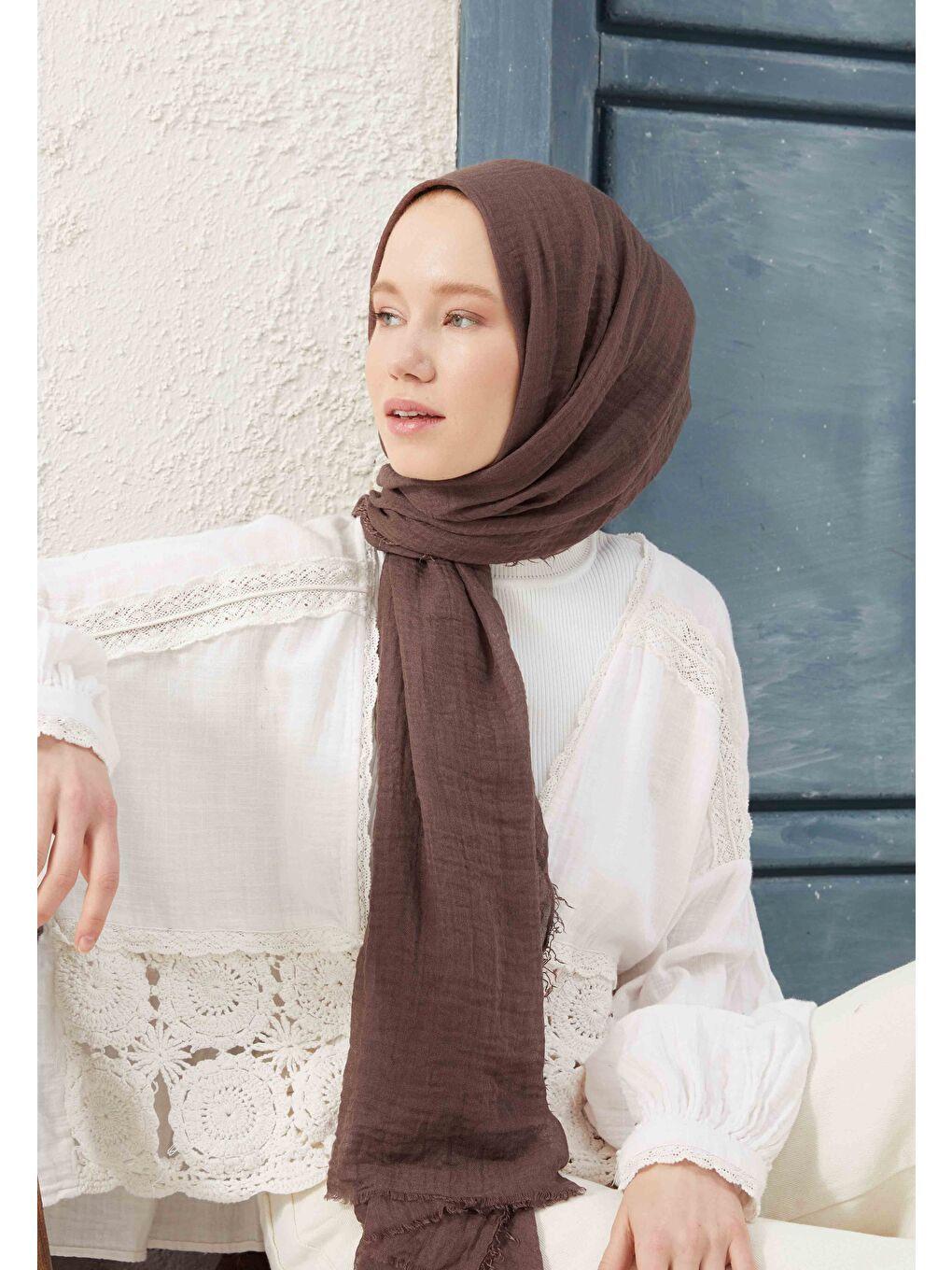 Kahverengi Bürümcük Şal Fındık Kabuğu