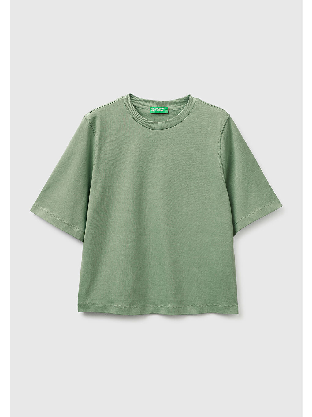 Kadın Haki %100 Pamuk Boxy Fit T-Shirt