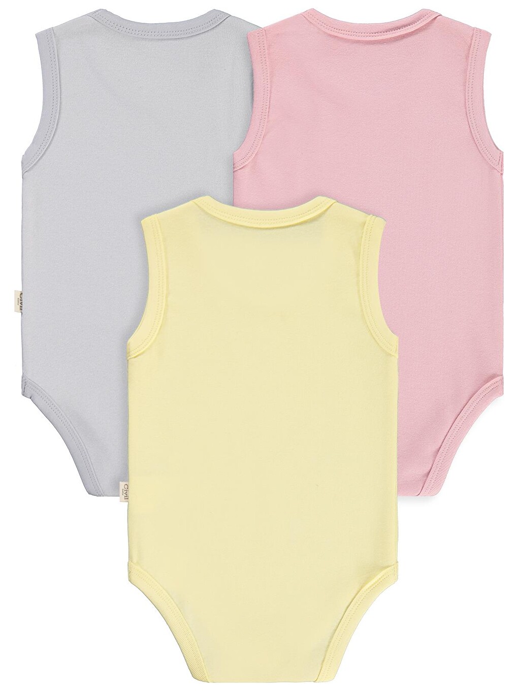Baby 3'lü Düz Sıfır Kol 0-36 Ay Çıtçıtlı Badi - Pembe-2