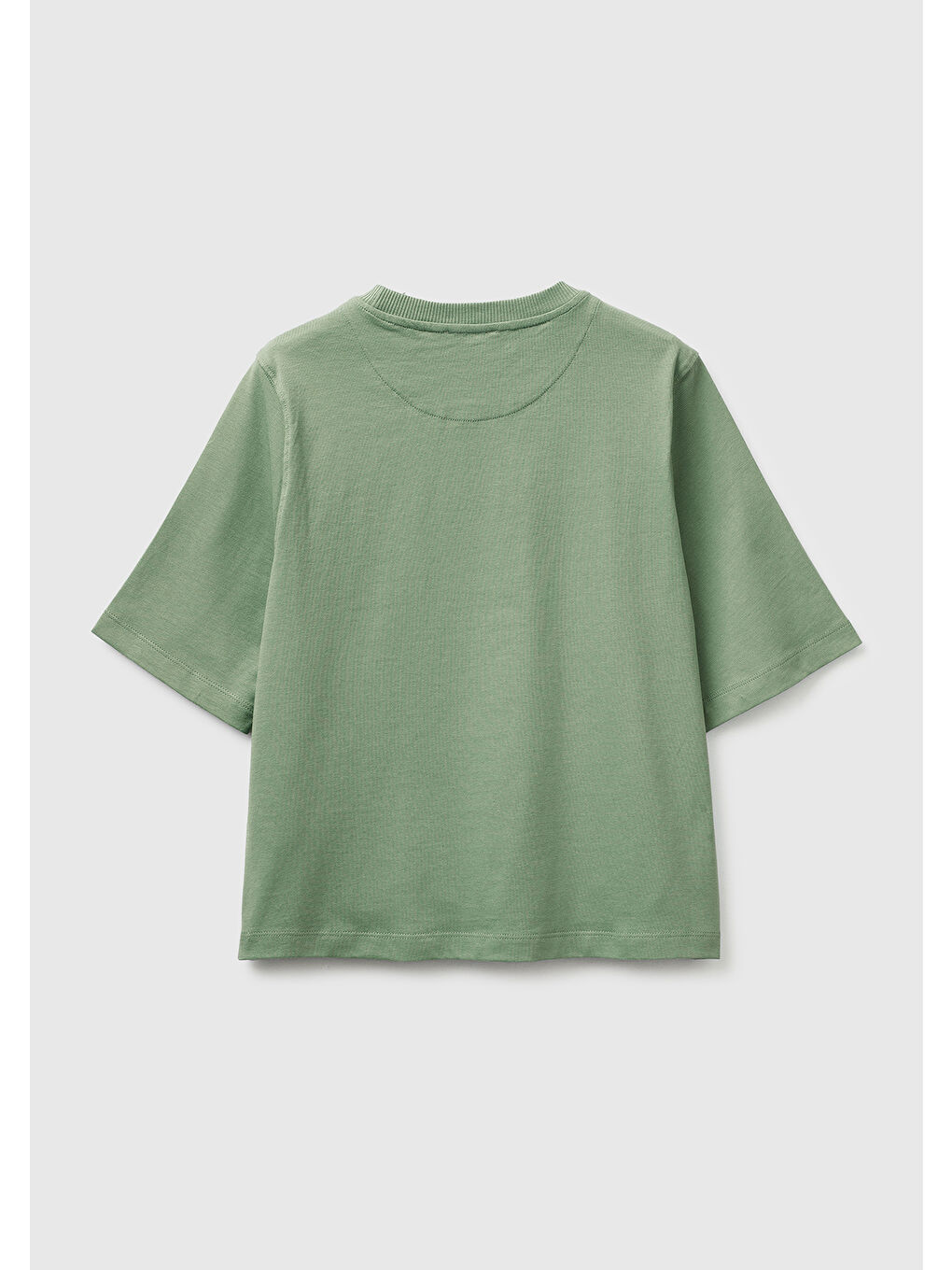Kadın Haki %100 Pamuk Boxy Fit T-Shirt-1