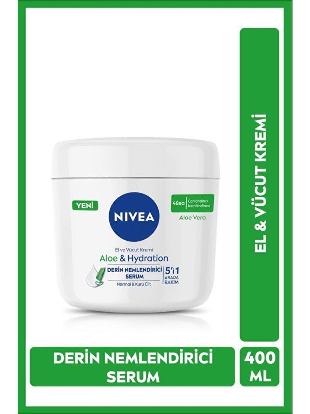 NIVEA Şeffaf El Ve Vücut Kremi Aloe Vera 400 ml, Nemlendirici Serum Normal Ve Kuru Ciltler Için