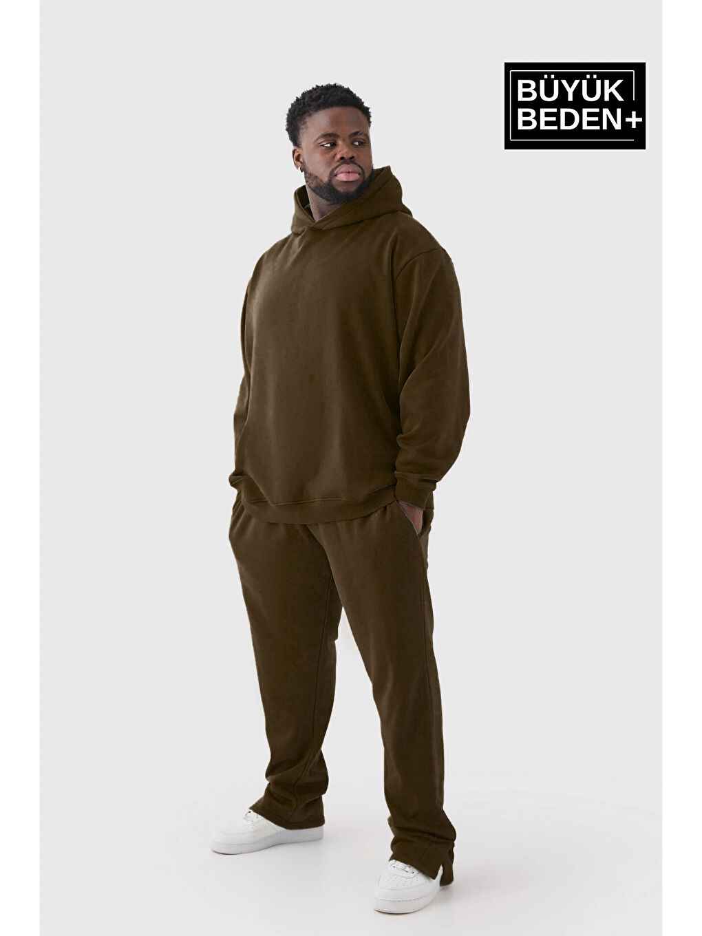 Kahverengi Erkek  İnce Kapüşonlu Swatshırt SPR26BSW957