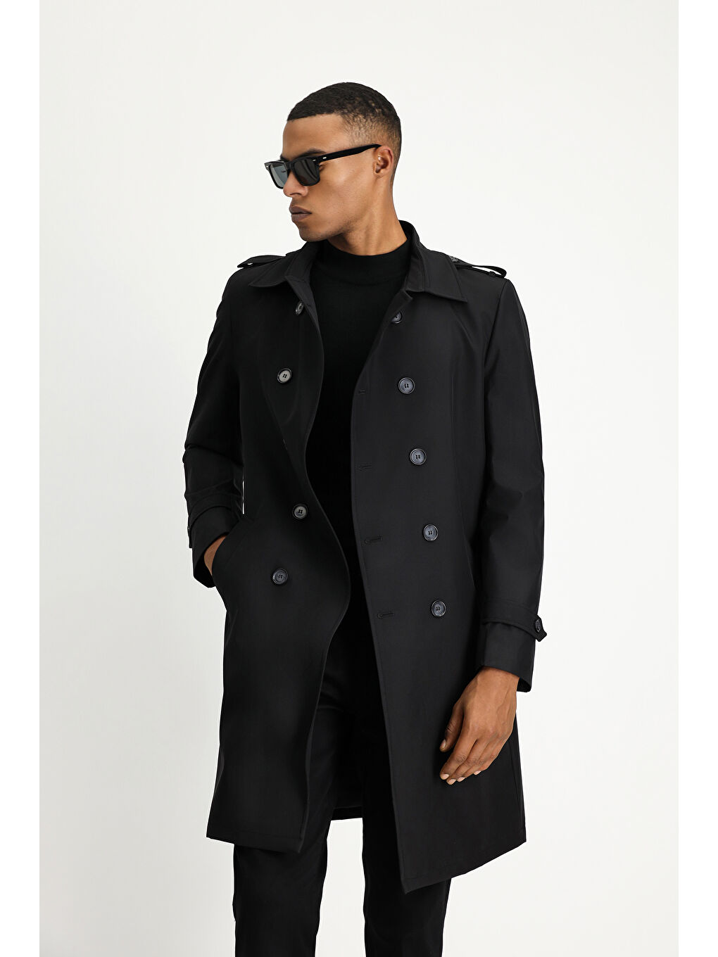 Siyah Kruvaze Pardösü & Trençkot-2