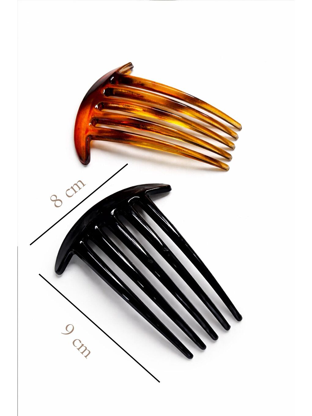 Kahverengi Asetat Fransız Topuz Tarak Seti 2 Adet-2