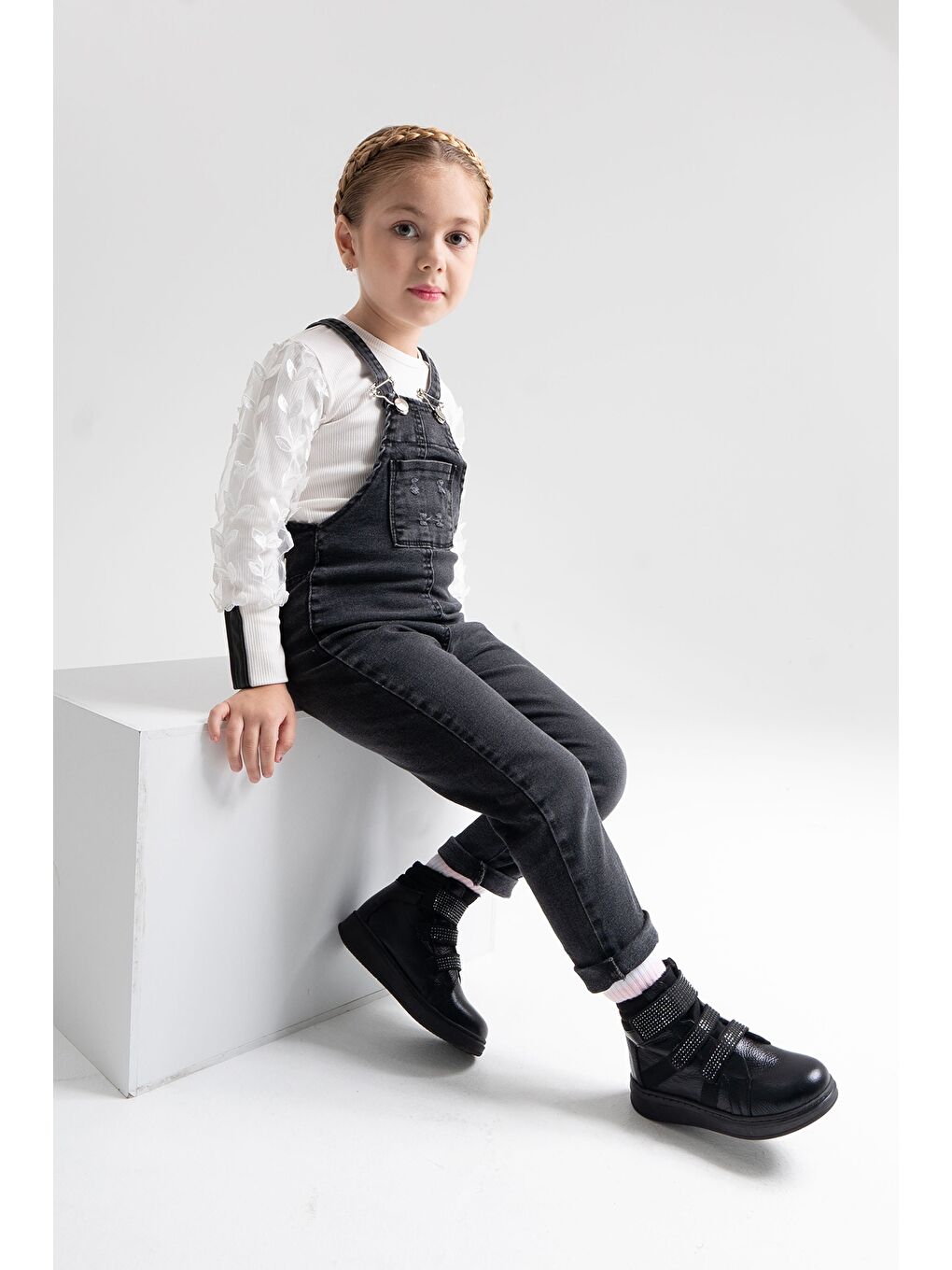 Kız Çocuk Siyah Hakiki Deri Suya Dayanıklı Anatomik Günlük Bot-1