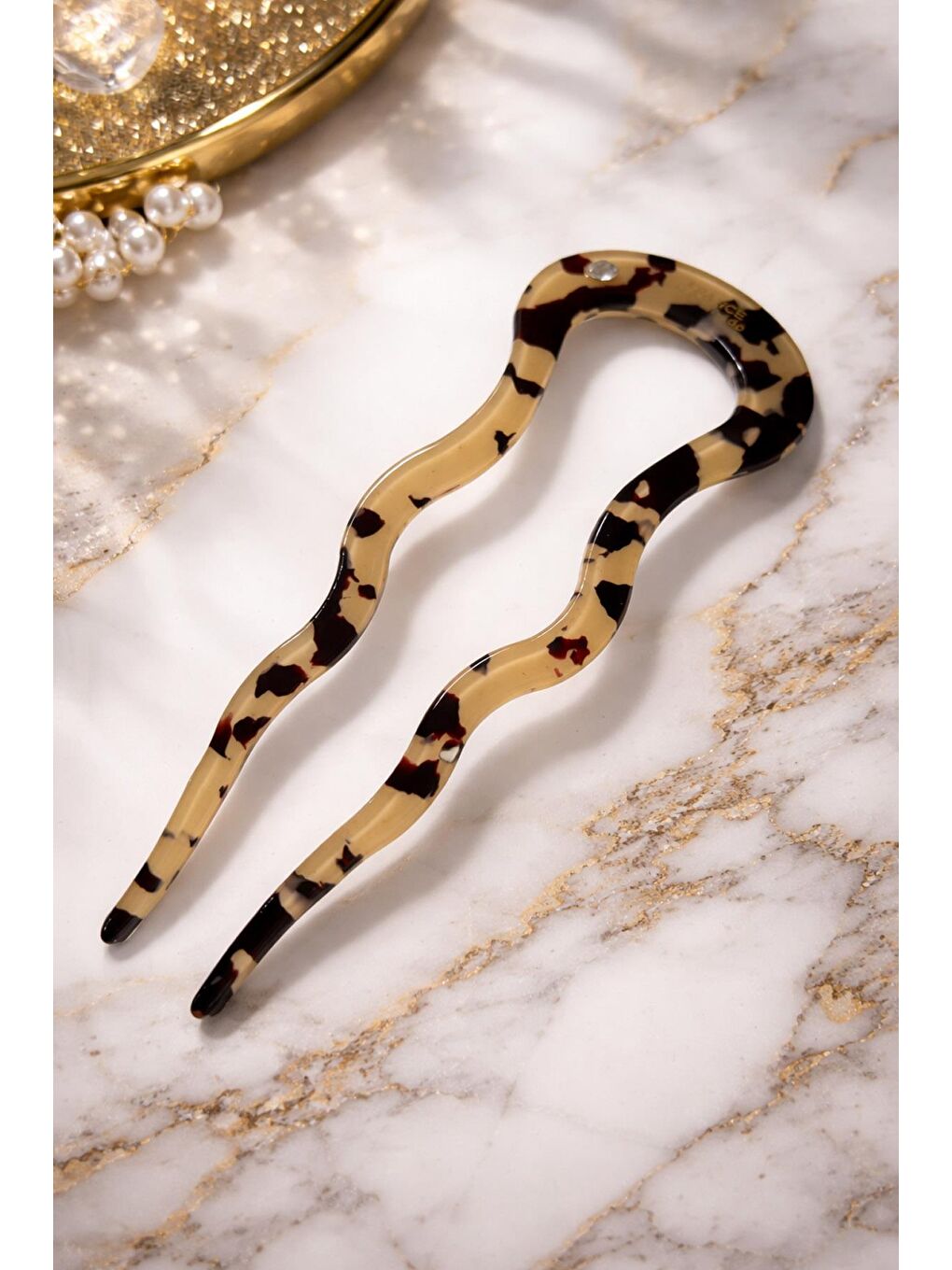 Bej Lüks Fransız Kemik Handmade Topuz Tokası-2