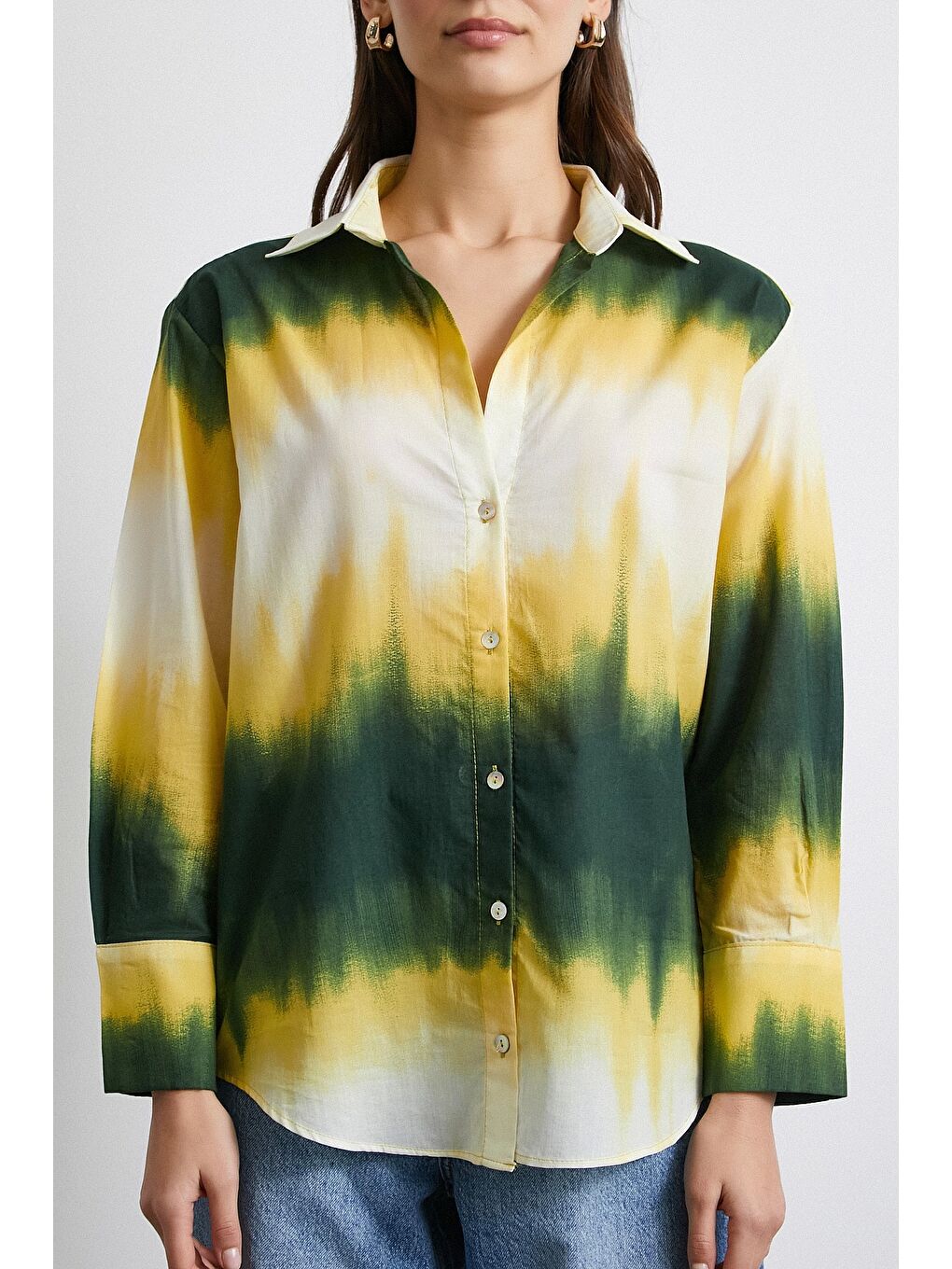 Degrade Desenli Gömlek Yeşil-1