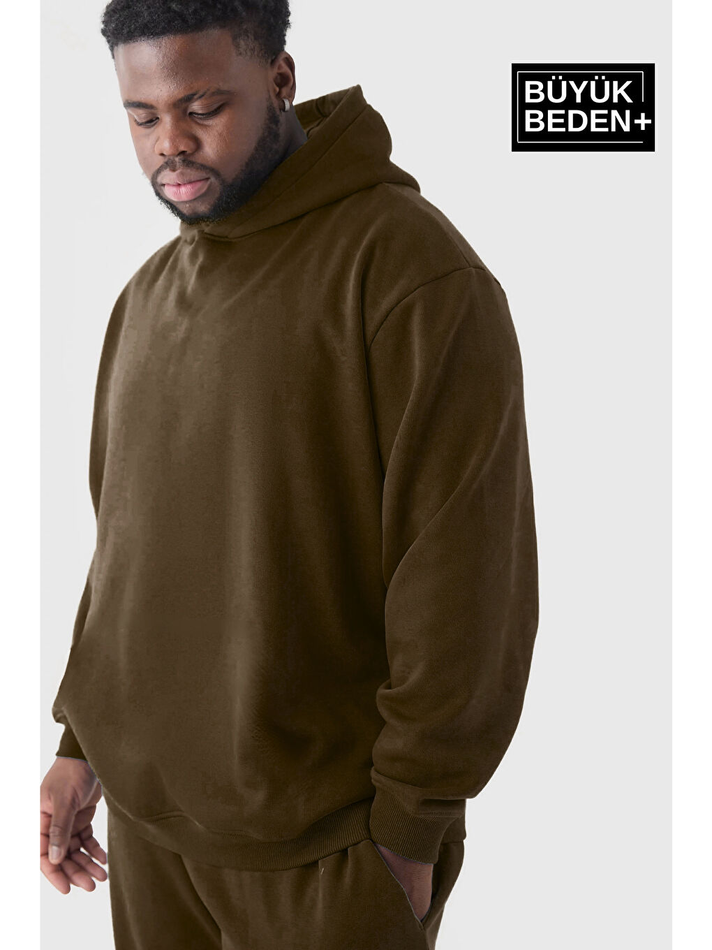 Kahverengi Erkek  İnce Kapüşonlu Swatshırt SPR26BSW957-1