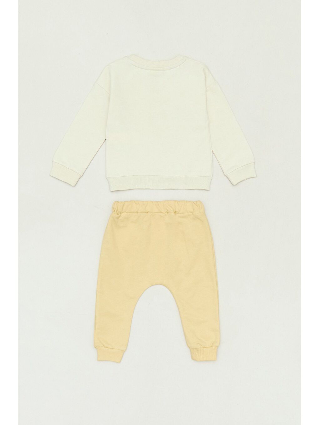 Sarı %100 Pamuklu Palmiye Baskılı Cepli Unisex Çocuk Takım-1