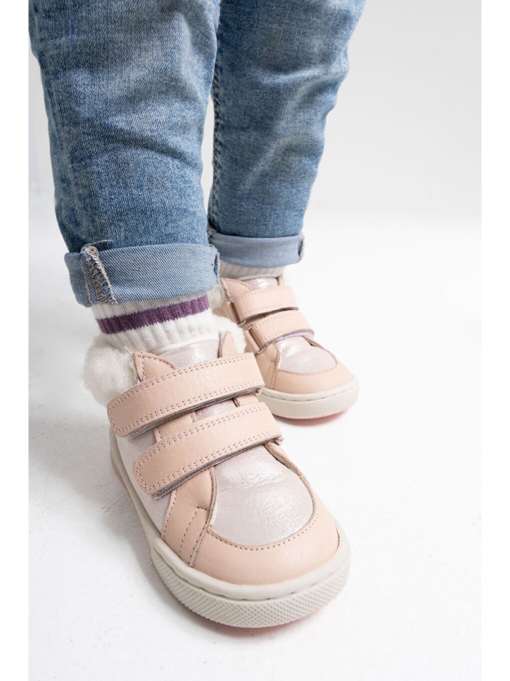 Pembe Kız Çocuk Pudra Hakiki Deri Suya Dayanıklı Anatomik Günlük Bot-3