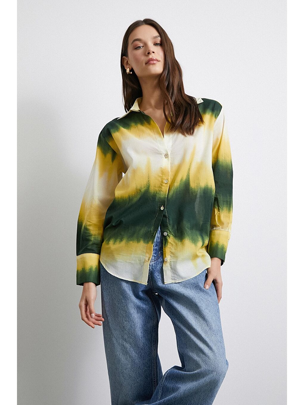 Degrade Desenli Gömlek Yeşil-3