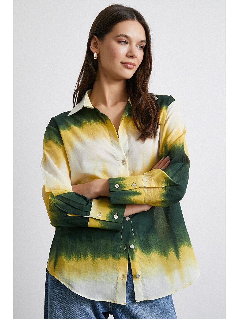 Degrade Desenli Gömlek Yeşil-4